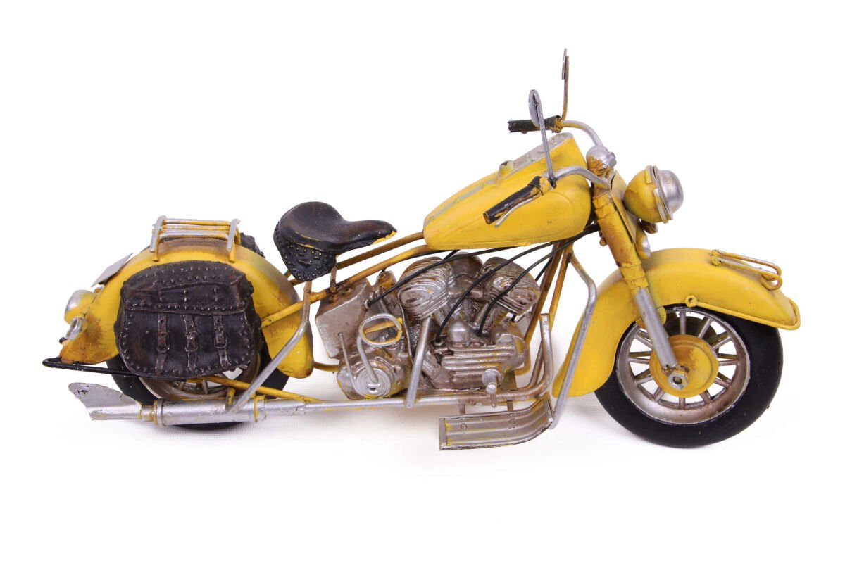 ByGufi Nostaljik Dekoratif Metal Chopper Motosiklet – Vintage Tasarım, El Yapımı & Boyama, Çanta Aksesuarlı, Dekoratif ve Fonksiyonel Hediye