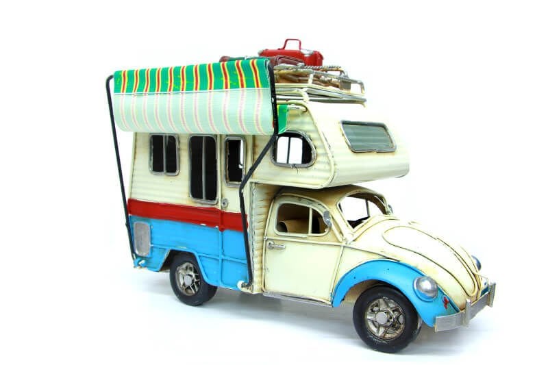 ByGufi Nostaljik Dekoratif Metal Karavan – Çerçeveli, Kumbaralı, Tenteli Retro Model | Ev & Ofis Dekoru | Hediye