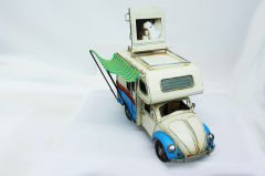 ByGufi Nostaljik Dekoratif Metal Karavan – Çerçeveli, Kumbaralı, Tenteli Retro Model | Ev & Ofis Dekoru | Hediye