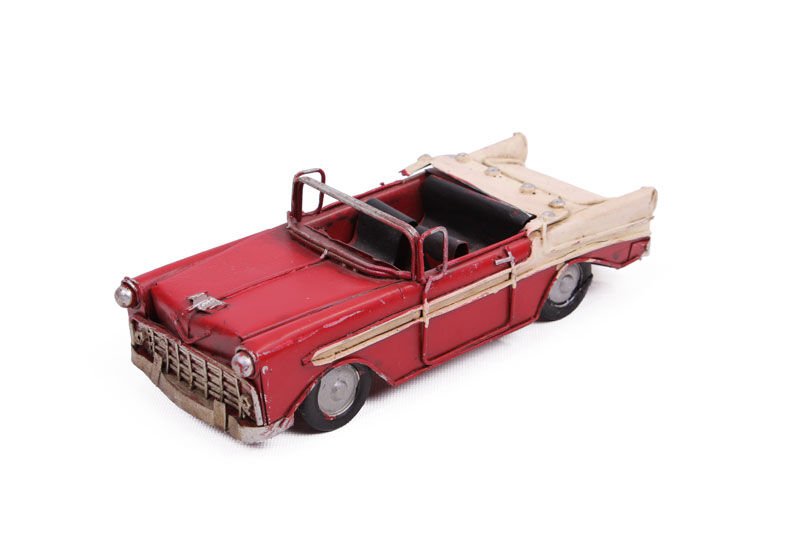 ByGufi Nostaljik Dekoratif Metal Araba – Classic Chevrolet Model, Üstü Açık, Vintage Eskitme, El Yapımı ve El Boyamalı, Şık Dekoratif Aksesuar