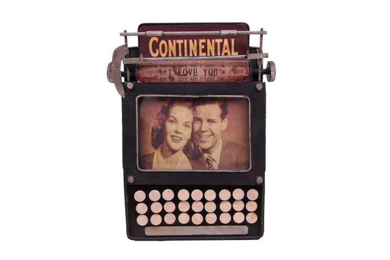 ByGufi Dekoratif Metal Çerçeve – Daktilo Temalı, Vintage Eskitme, El Yapımı Metal Dekor, Ev & Ofis Retro Aksesuar, Koleksiyonluk Hediye