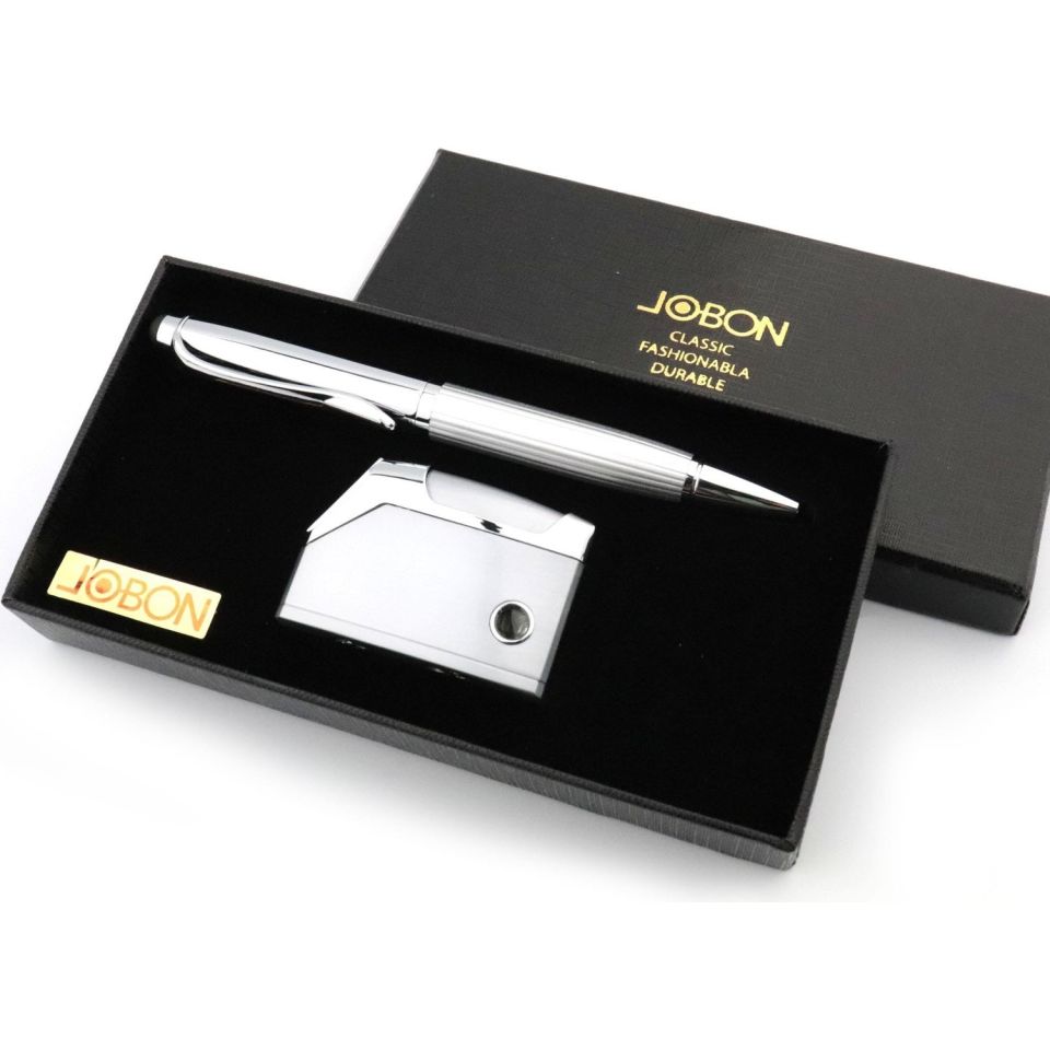 ByGufi Kişiye Özel JOBON Çakmak ve Kalem Seti | Lazer İsim Baskılı Premium Hediye Seti