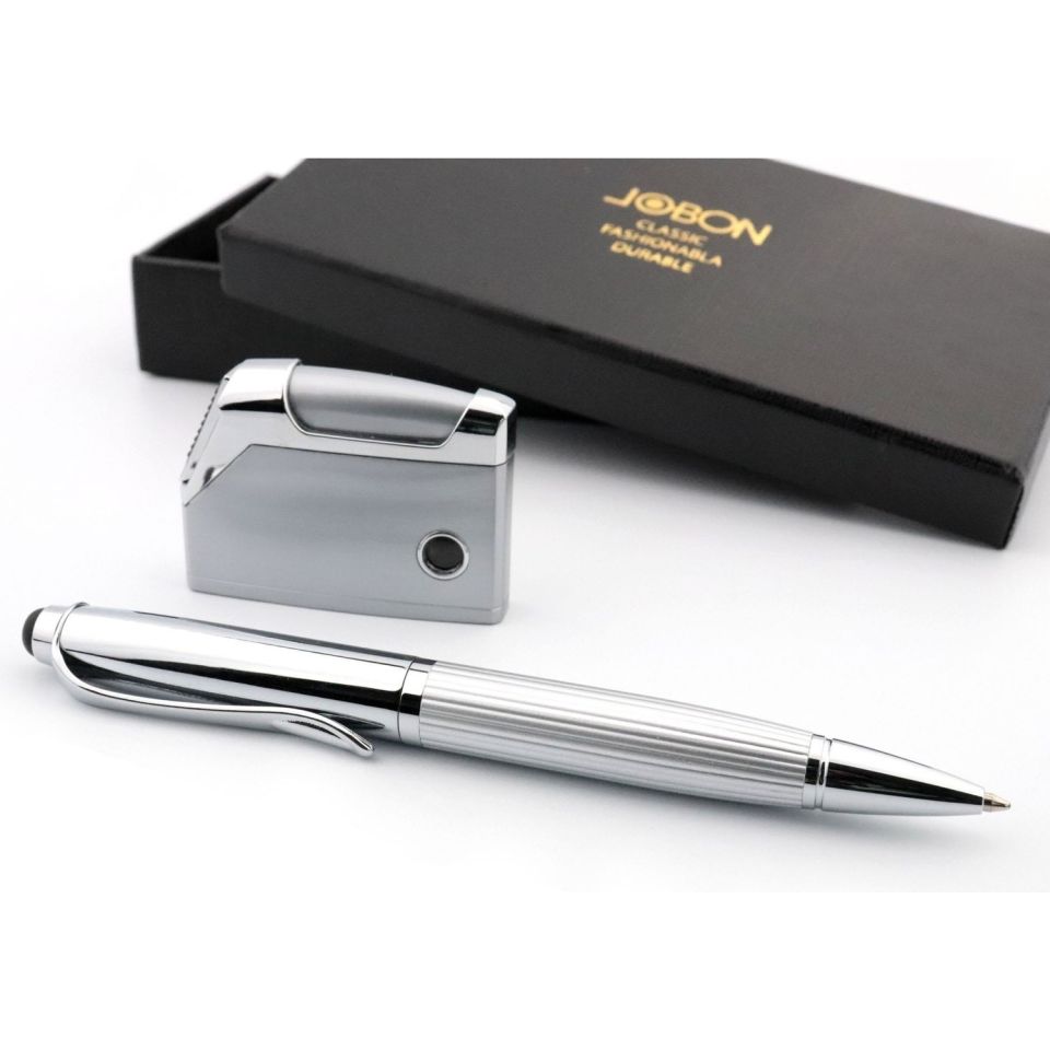 ByGufi Kişiye Özel JOBON Çakmak ve Kalem Seti | Lazer İsim Baskılı Premium Hediye Seti