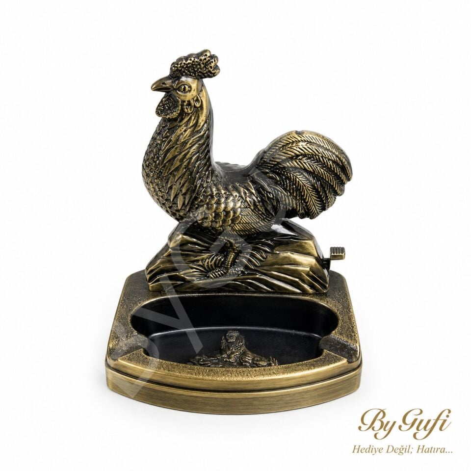 ByGufi İsme Özel Çakmaklı Masa Küllüğü Horoz
