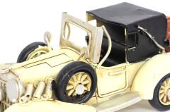 ByGufi Dekoratif Metal Araba WHT – Nostaljik Vintage Model, El Yapımı ve El Boyamalı, Metal Malzemeden, Şık Dekoratif Aksesuar