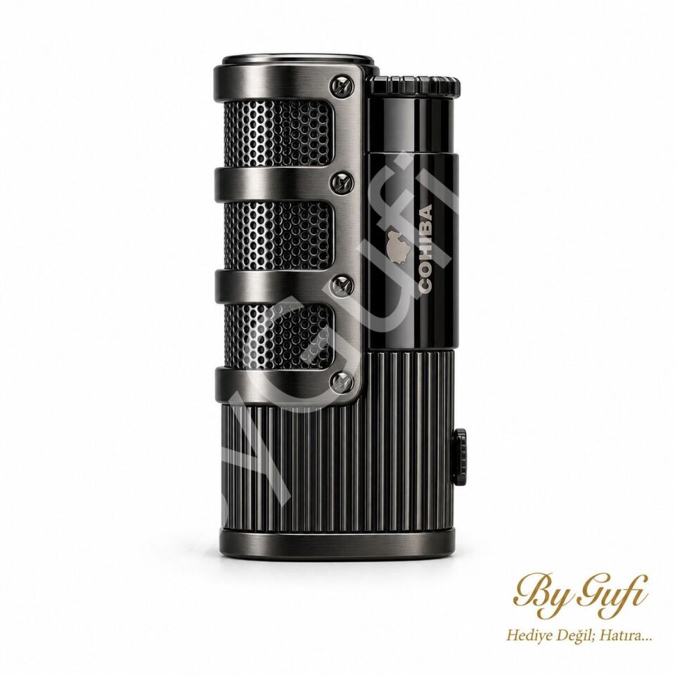 ByGufi Kişiye Özel Hediye COHIBA 3 Pürmüzlü Puro Çakmağı – Siyah