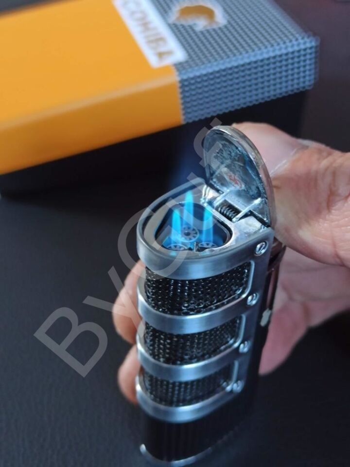 ByGufi Kişiye Özel Hediye COHIBA 3 Pürmüzlü Puro Çakmağı – Siyah