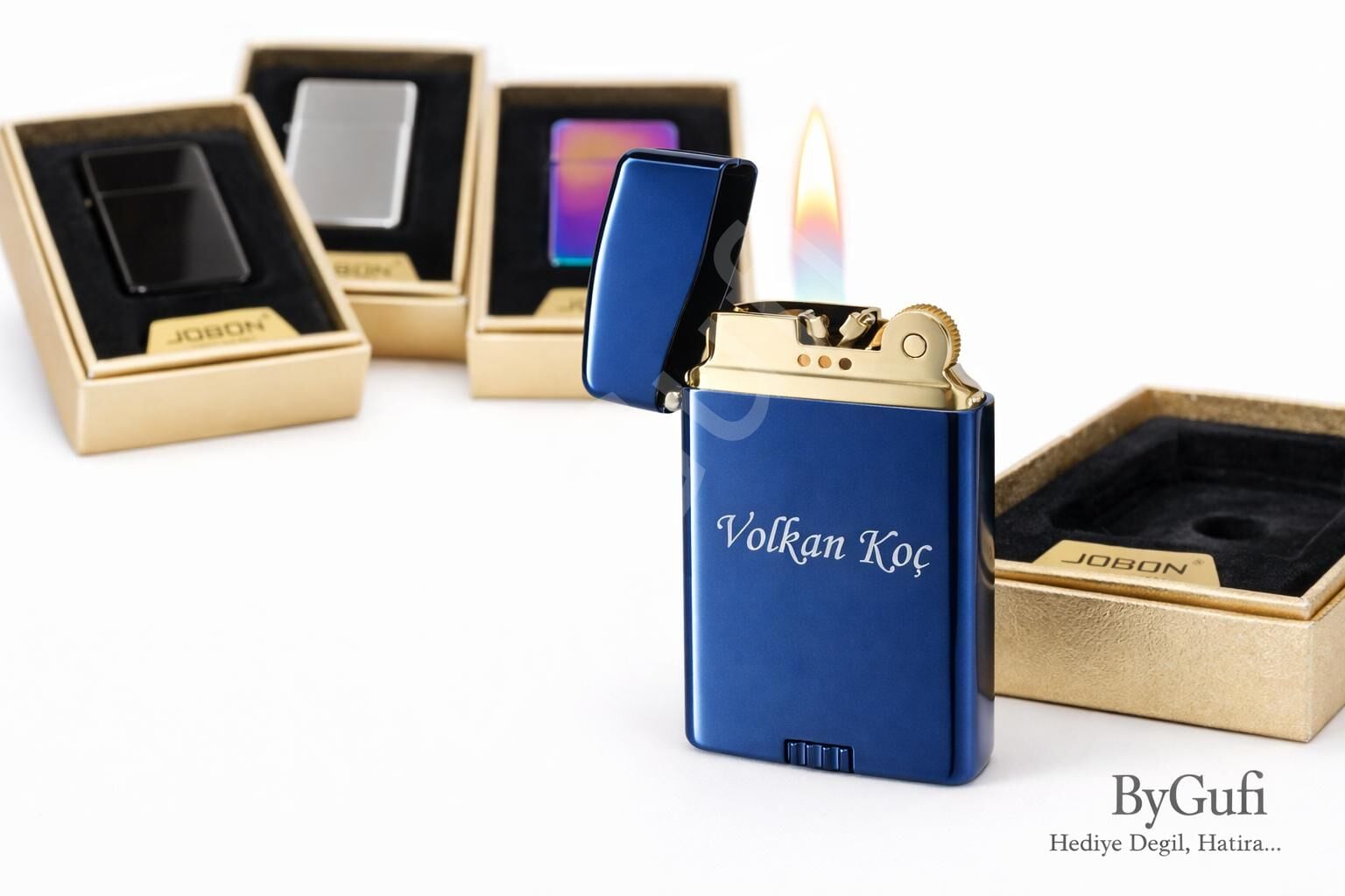 ByGufi Kişiye Özel Benzinli Jobon Çakmak | Kişiye Özel Lazer Baskılı Metal Çakmak
