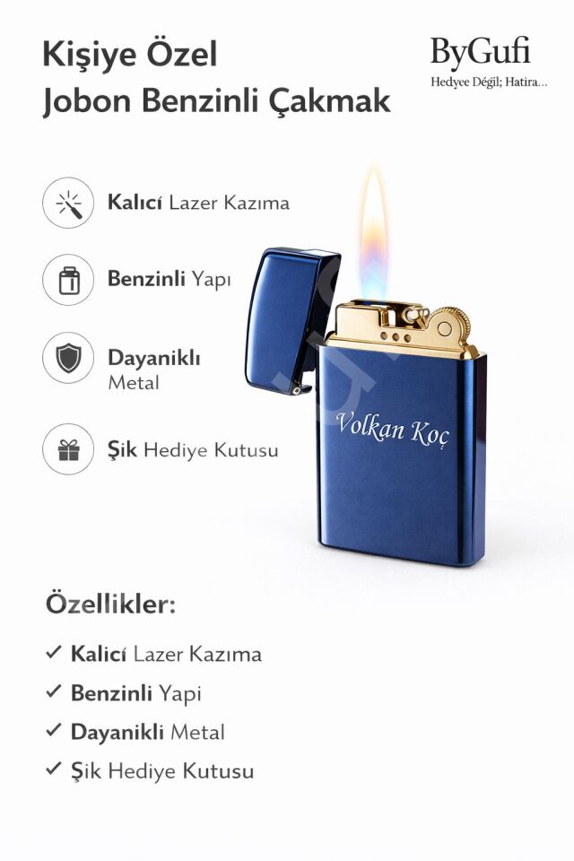 ByGufi Kişiye Özel Benzinli Jobon Çakmak | Kişiye Özel Lazer Baskılı Metal Çakmak