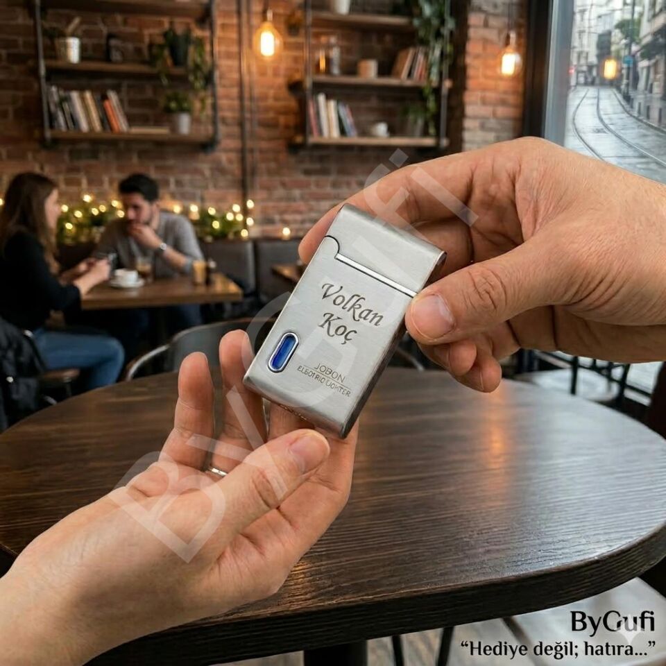 ByGufi Kişiye Özel JOBON Çakmak Seti | Lazer İsim Baskılı Metal Çakmak & Deri Kılıf Hediyeli