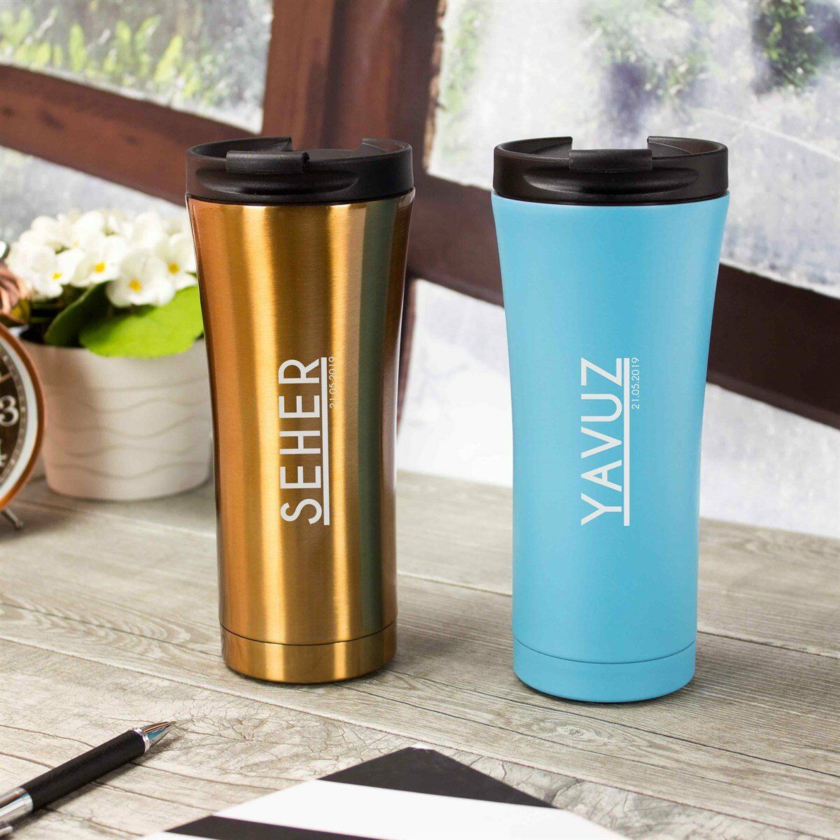 KİŞİYE ÖZEL  STARBUCKS ÇELİK TERMOS GOLD