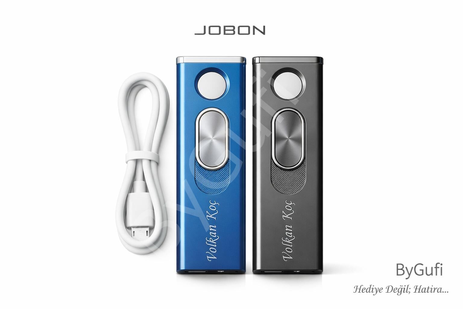 ByGufi İsme Özel Jobon Şarjlı Çakmak | Kişiye Özel Lazer Kazımalı Elektrikli Çakmak