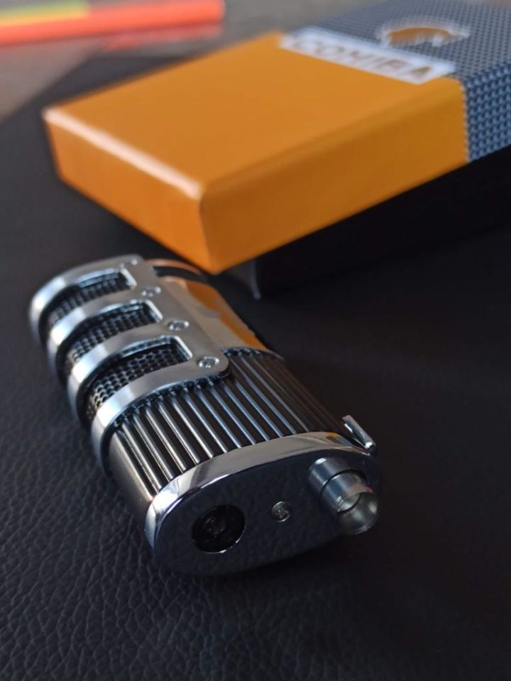 ByGufi Kişiye Özel COHIBA 3 Pürmüzlü Puro Çakmağı – Siyah / Orijinal Hediye Kutusunda, Jet Alevli, Profesyonel Puro Çakmağı