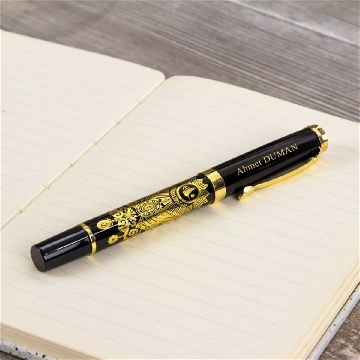 İsme Özel Osmanlı Devlet Armalı Gold Rengi Roller Kalem