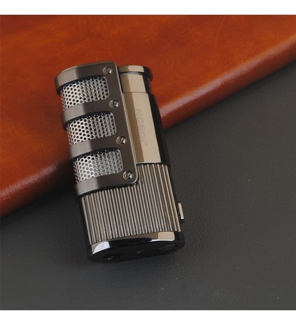 ByGufi Kişiye Özel COHIBA 3 Pürmüzlü Puro Çakmağı – Füme / Orijinal Hediyelik Kutulu, Jet Alevli, Üç Pürmüzlü