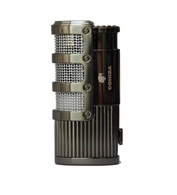 ByGufi Kişiye Özel COHIBA 3 Pürmüzlü Puro Çakmağı – Füme / Orijinal Hediyelik Kutulu, Jet Alevli, Üç Pürmüzlü