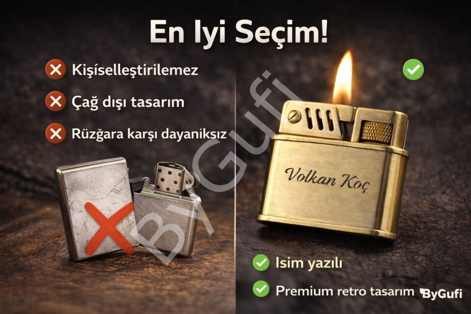 ByGufi Kuboy Benzinli Retro Metal Çakmak