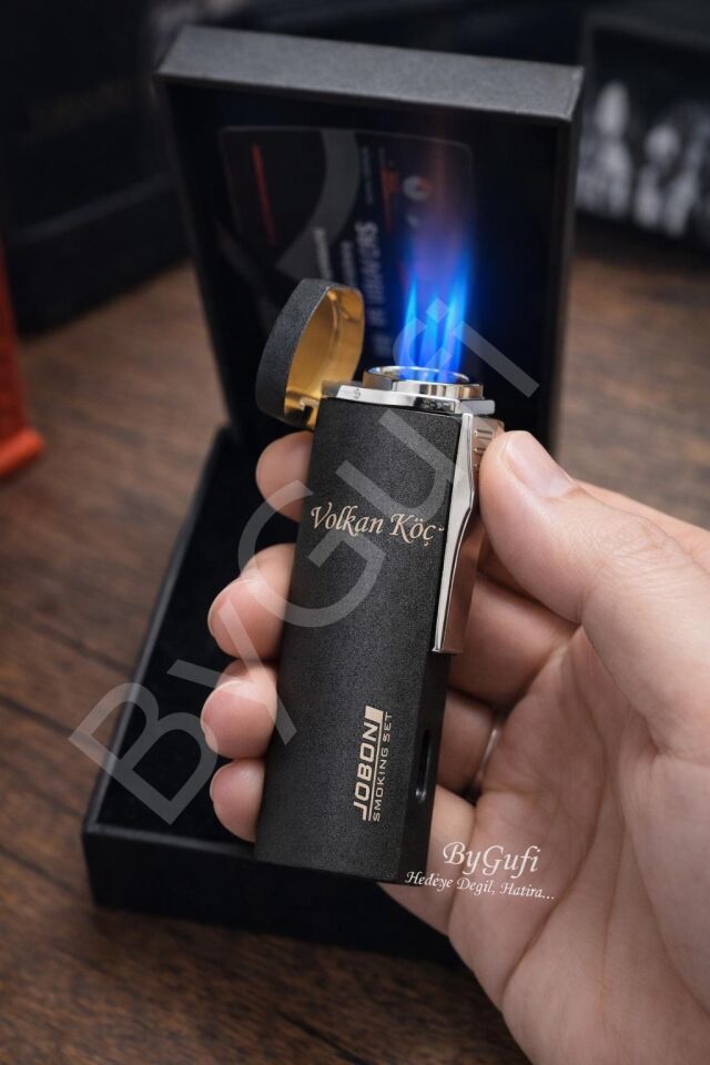 ByGufi İsme Özel JOBON Jet Alevli Metal Çakmak | Kişiye Özel Torch Çakmak
