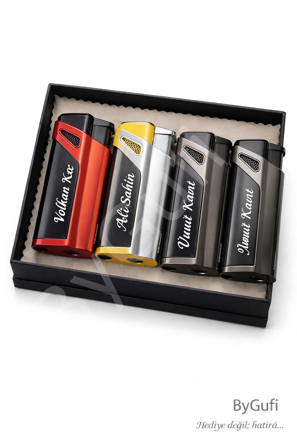 ByGufi İsme Özel JOBON Jet Alevli Metal Çakmak | Kişiye Özel Torch Çakmak
