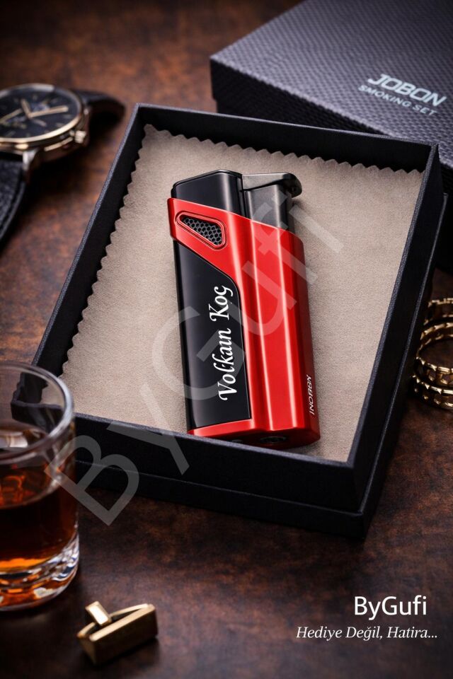 ByGufi İsme Özel JOBON Jet Alevli Metal Çakmak | Kişiye Özel Torch Çakmak