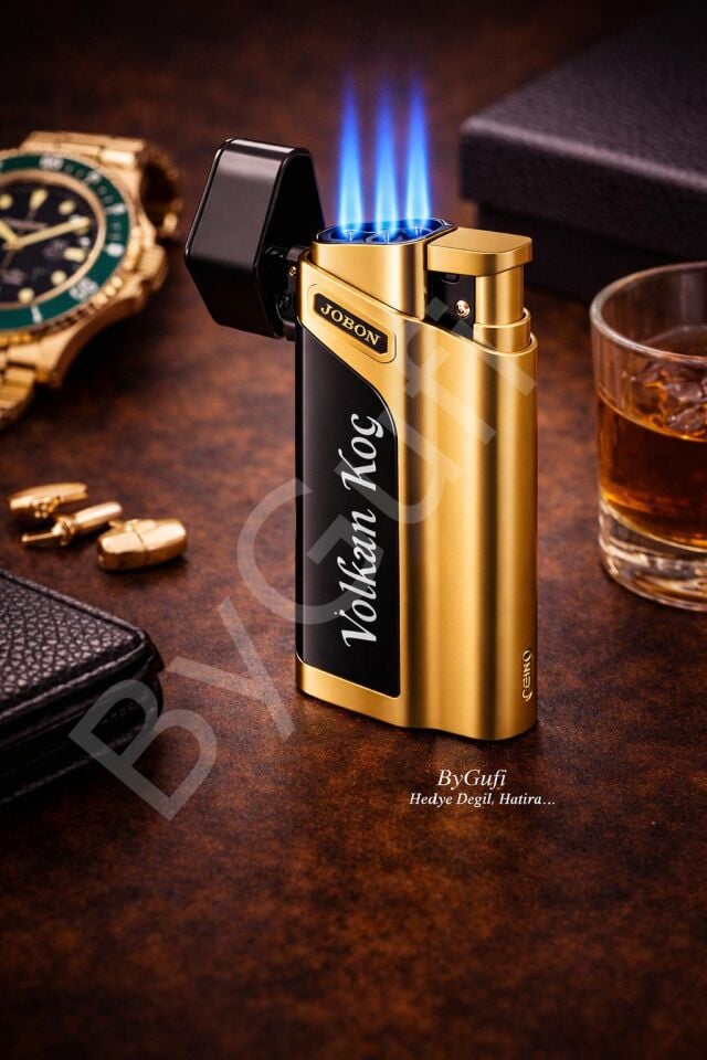 ByGufi İsme Özel JOBON Jet Alevli Metal Çakmak | Kişiye Özel Torch Çakmak