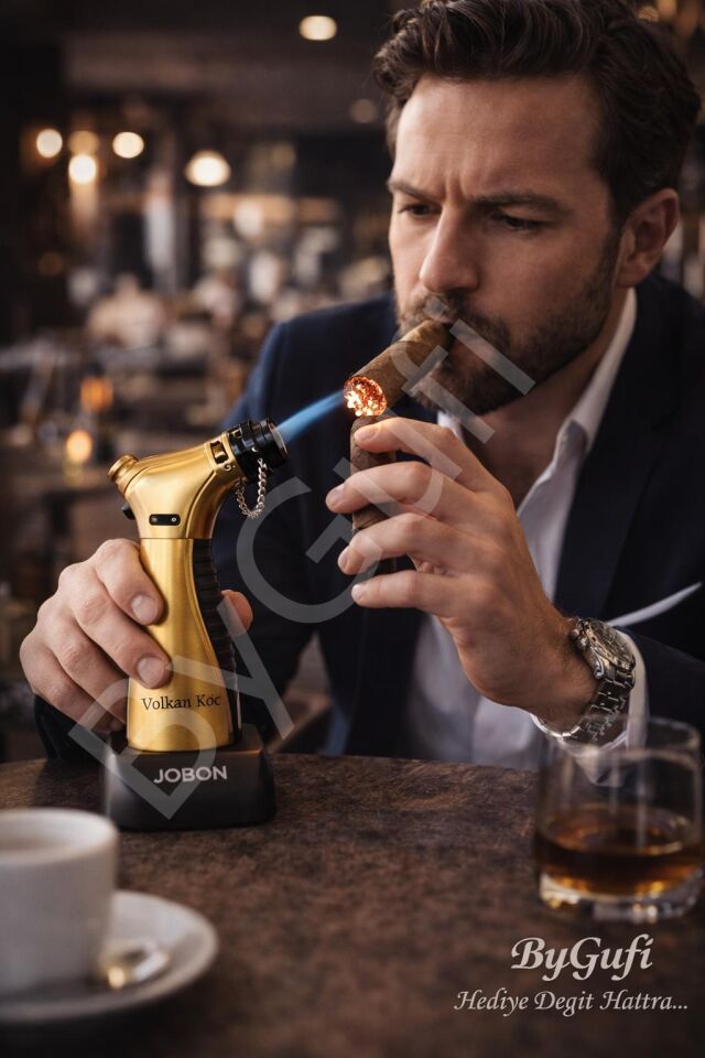 ByGufi Kişiye Özel JOBON Gold Pro Çakmak Seti | Lazer İsim Baskılı Masaüstü Pürmüz Çakmak