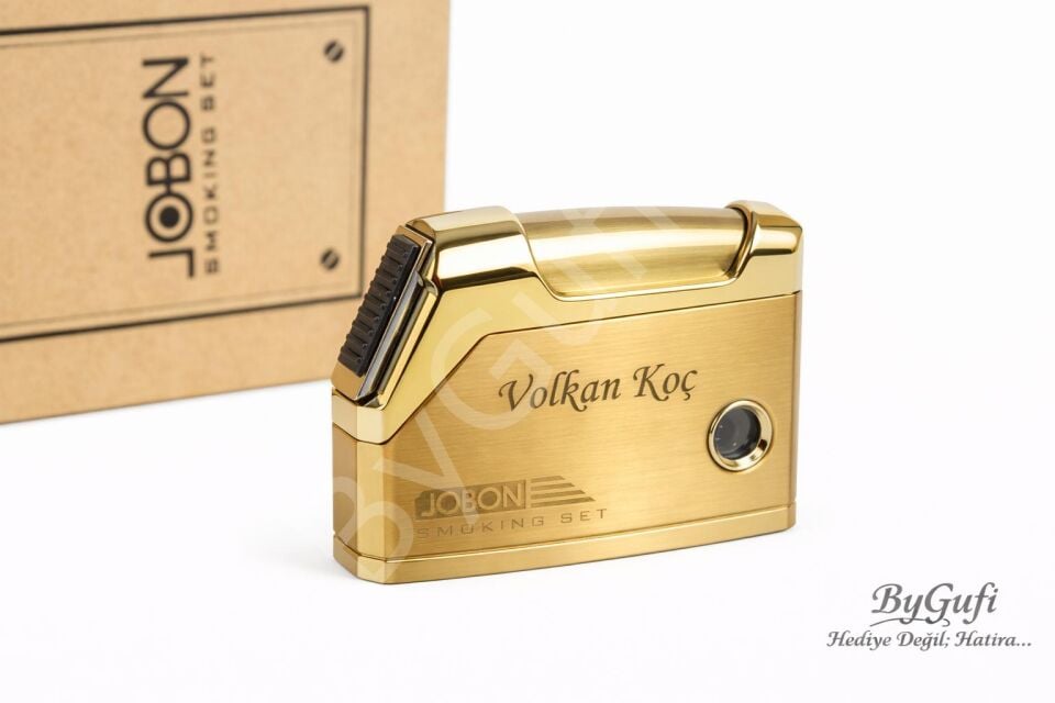 ByGufi İsme Özel Çakmak JOBON Gold Metal | Lazer Kazımalı Kişiye Özel Premium Hediye