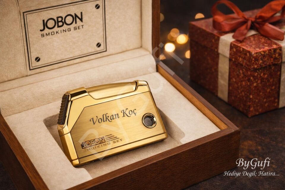 ByGufi İsme Özel Çakmak JOBON Gold Metal | Lazer Kazımalı Kişiye Özel Premium Hediye