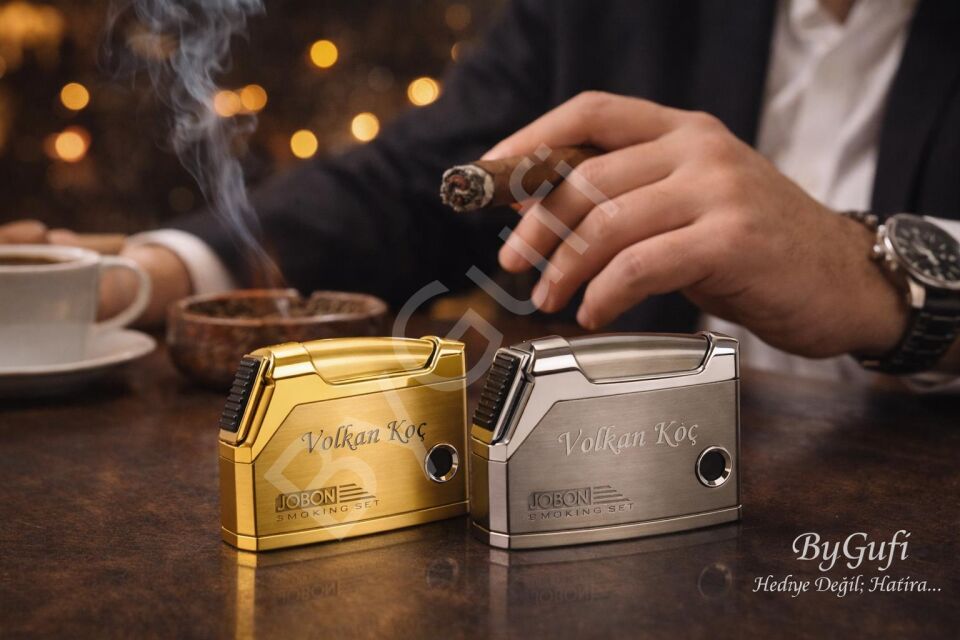 ByGufi İsme Özel Çakmak JOBON Gold Metal | Lazer Kazımalı Kişiye Özel Premium Hediye