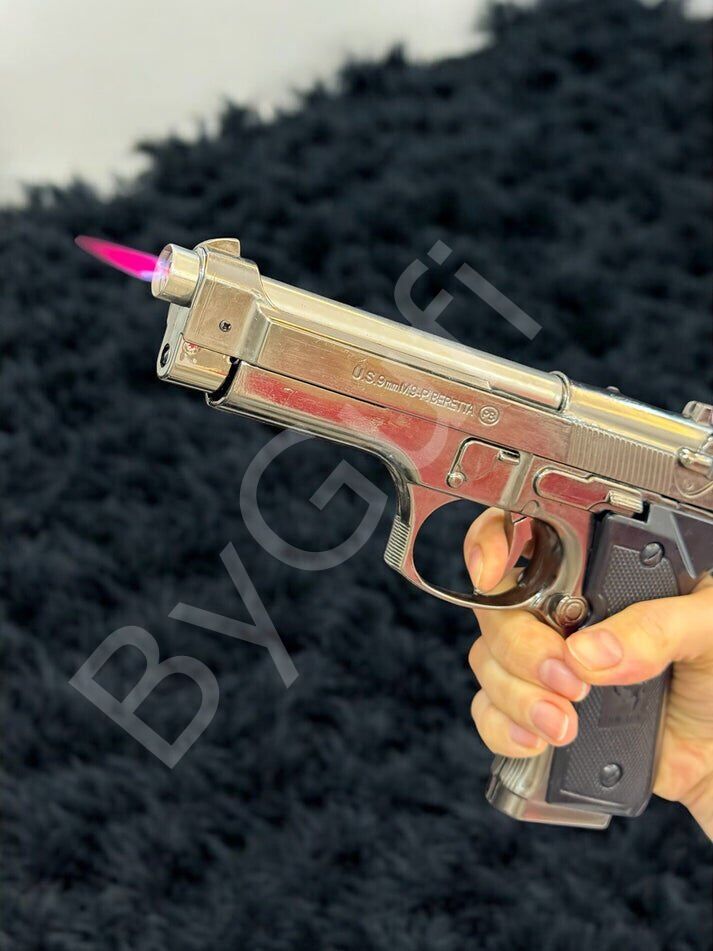 ByGufi İsme Özel Hediye Komple Metal Baretta Çakmak – Gümüş