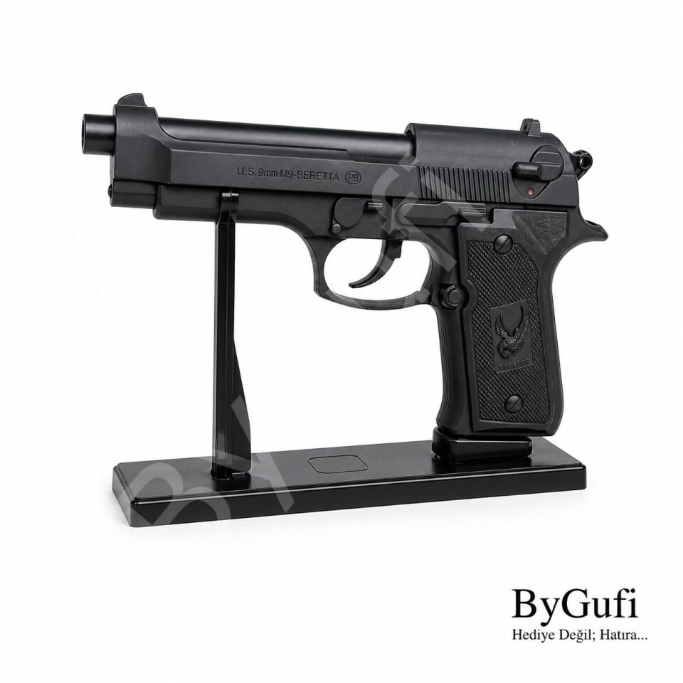 ByGufi İsme Özel Hediye Baretta Silah Çakmak – Siyah