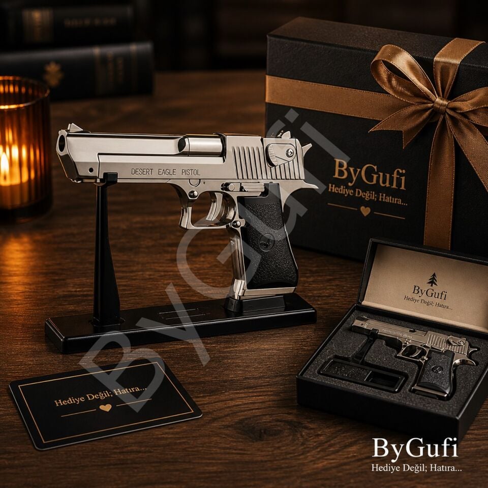 ByGufi Kişiye Özel Hediye Komple Metal Deagle Silah Çakmak