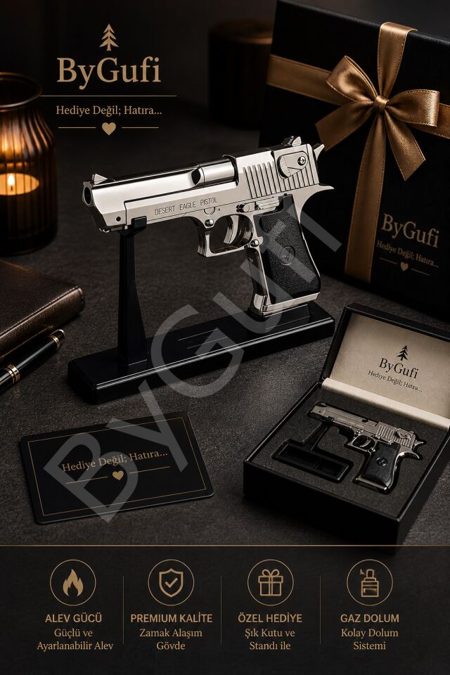 ByGufi Kişiye Özel Hediye Komple Metal Deagle Silah Çakmak