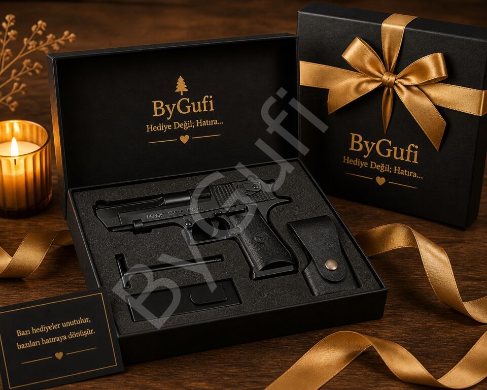 ByGufi Kişiye Özel Hediye Komple Metal Deagle Silah Çakmak