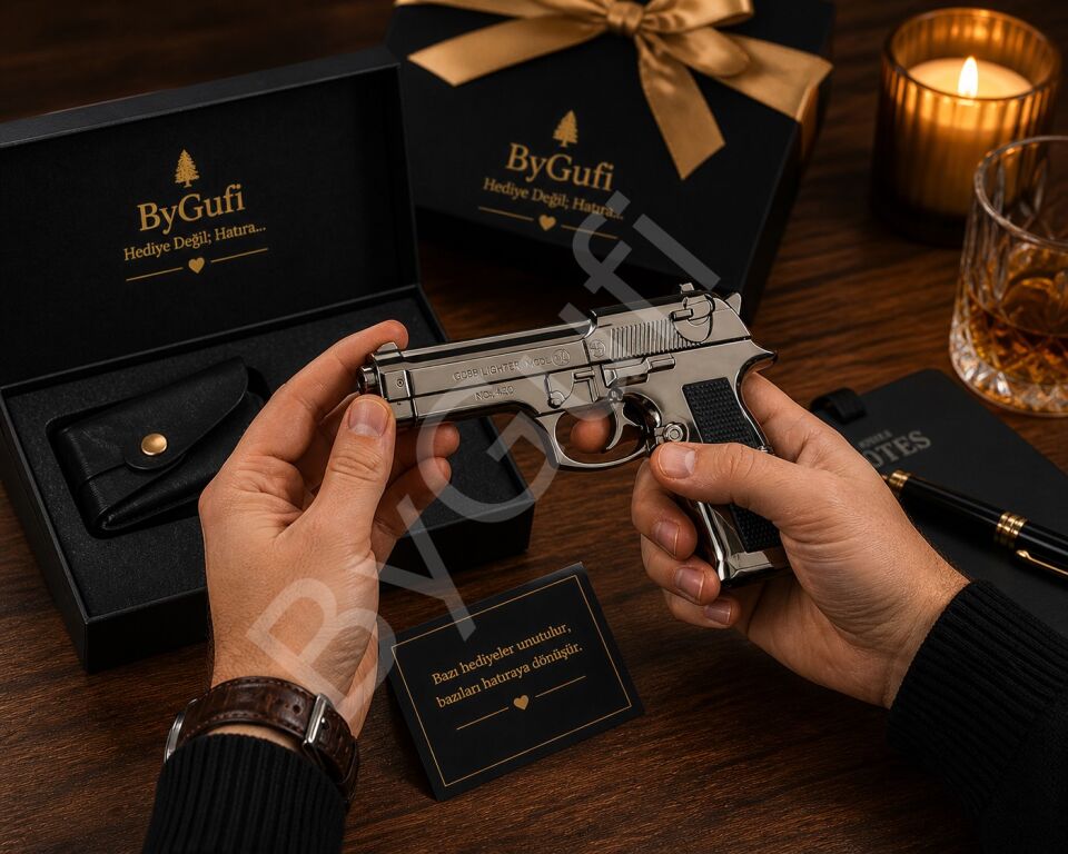 BYGUFİ İsme Özel Hediye 608L Komple Metal Silah Çakmak