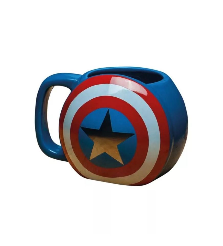 ByGufi Captain America Kalkan Kupa – Marvel Temalı, 3D Kalkan Tasarımlı Seramik Kupa, Hediye Kutulu, Ev ve Ofis Dekoru