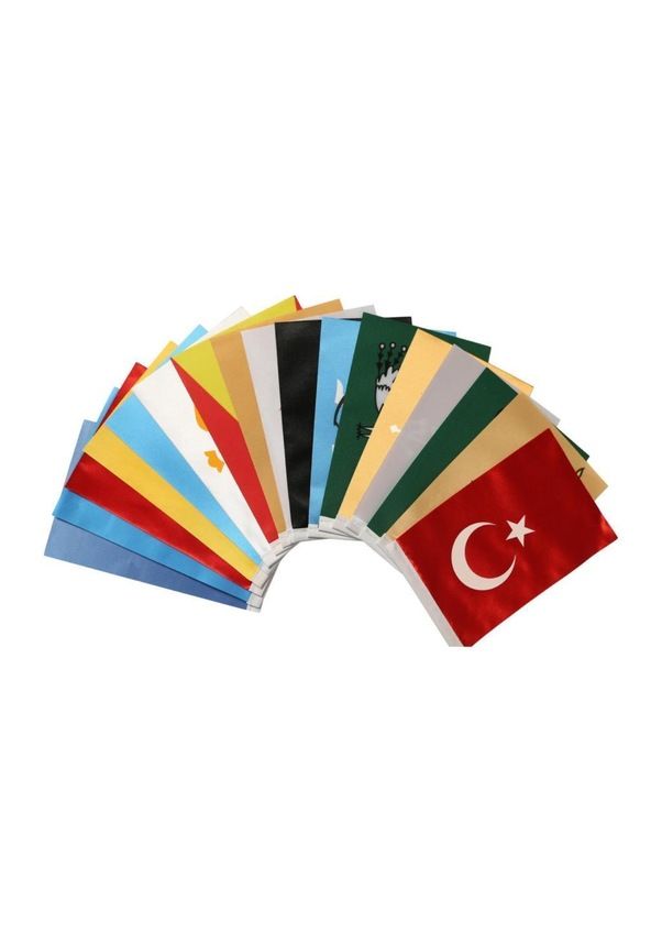 17 Devlet Masa Bayrakları Seti - 17 Krom Direk +