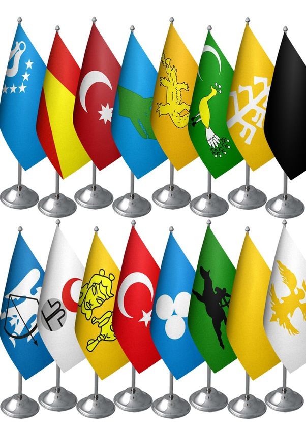 17 Devlet Masa Bayrakları Seti - 17 Krom Direk +