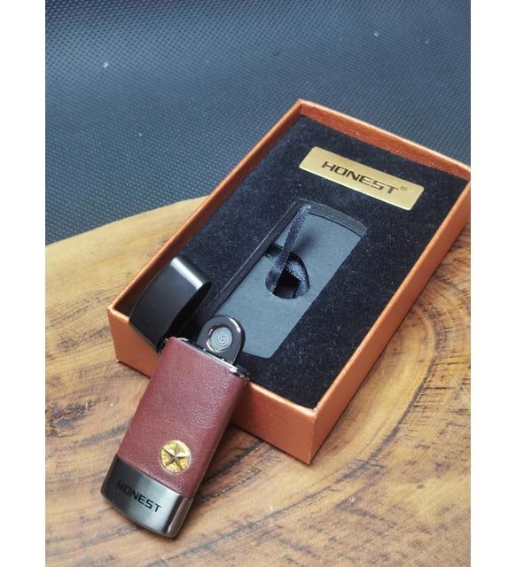 ByGufi İsme Özel Honest Deri Kaplama Şarjlı Çakmak