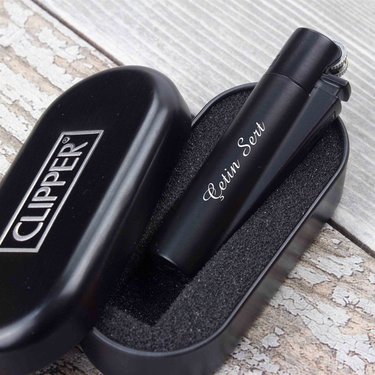 İsme Özel Clipper Metal Çakmak / Siyah