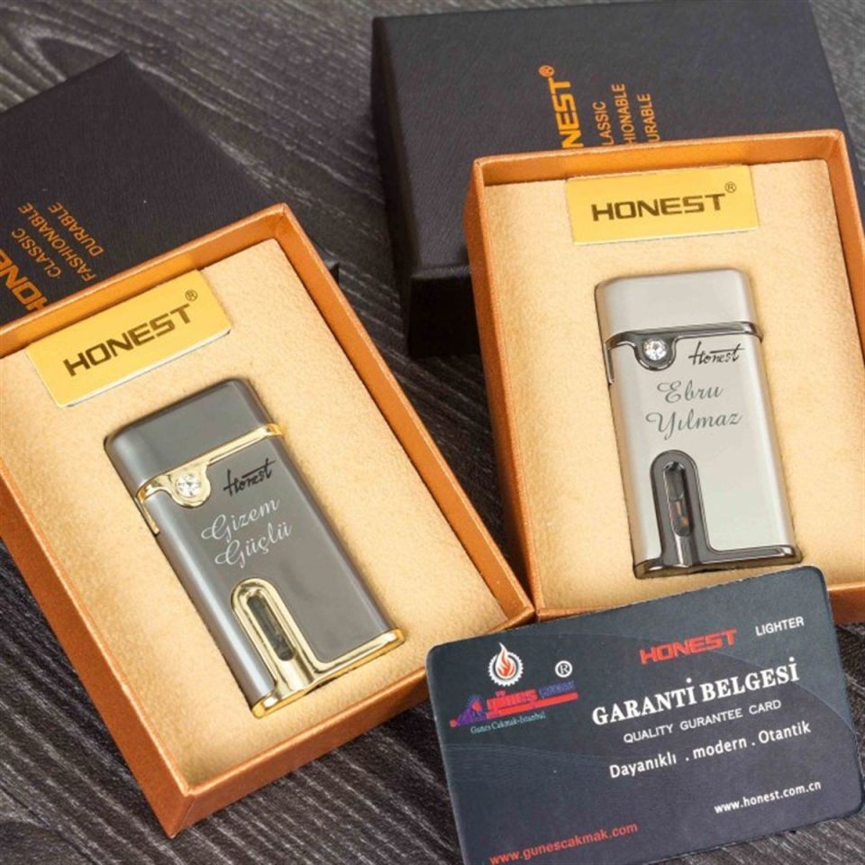 ByGufi İsme Özel Honest Jet Alevli Swarovski Taşlı Çakmak