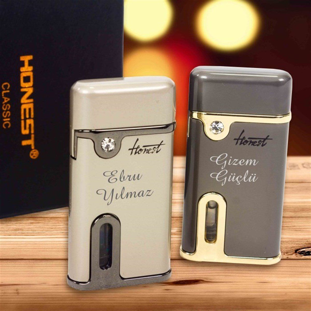 ByGufi İsme Özel Honest Jet Alevli Swarovski Taşlı Çakmak