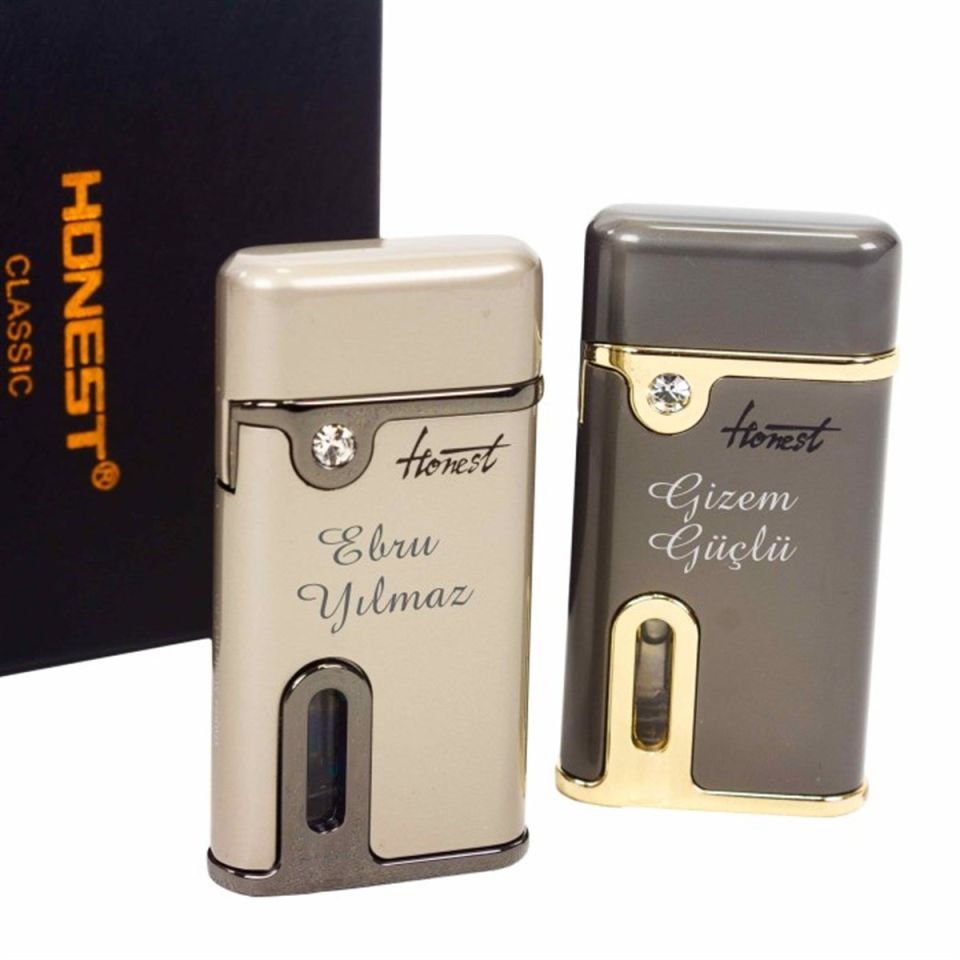 ByGufi İsme Özel Honest Jet Alevli Swarovski Taşlı Çakmak