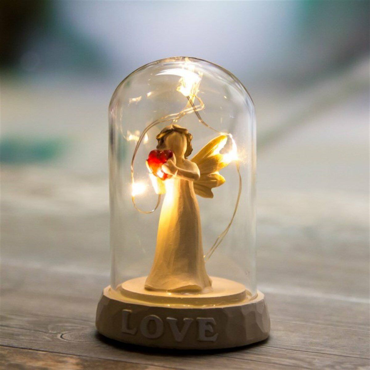 ByGufi Melek Temalı Işıklı Fanus | Dekoratif ve Hediyelik Hediye