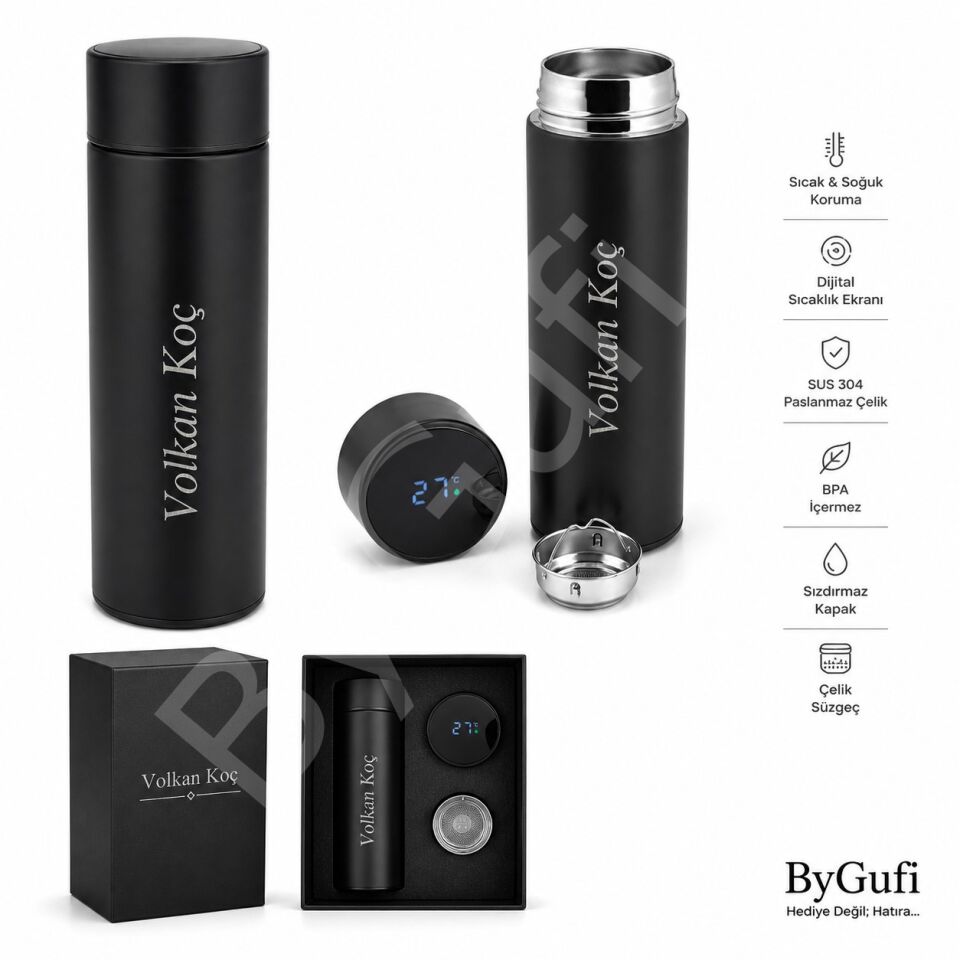 ByGufi İsme Özel Hediye Dereceli Termos