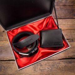 ByGufi İsme Özel Deri Cüzdan ve Kemer Seti – Hediye Kutulu, Kişiselleştirilebilir 2’li Set, Erkekler İçin Prestijli Hediye