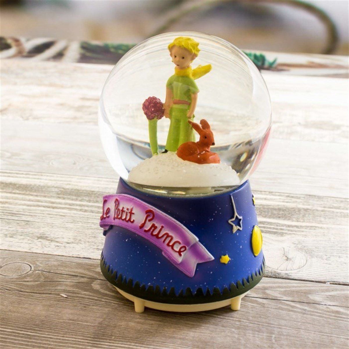 ByGufi Kişiye Özel Küçük Prens Temalı Işıklı Püskürtmeli Büyük Boy Kar Küresi ve Müzik Kutusu – Hediyelik