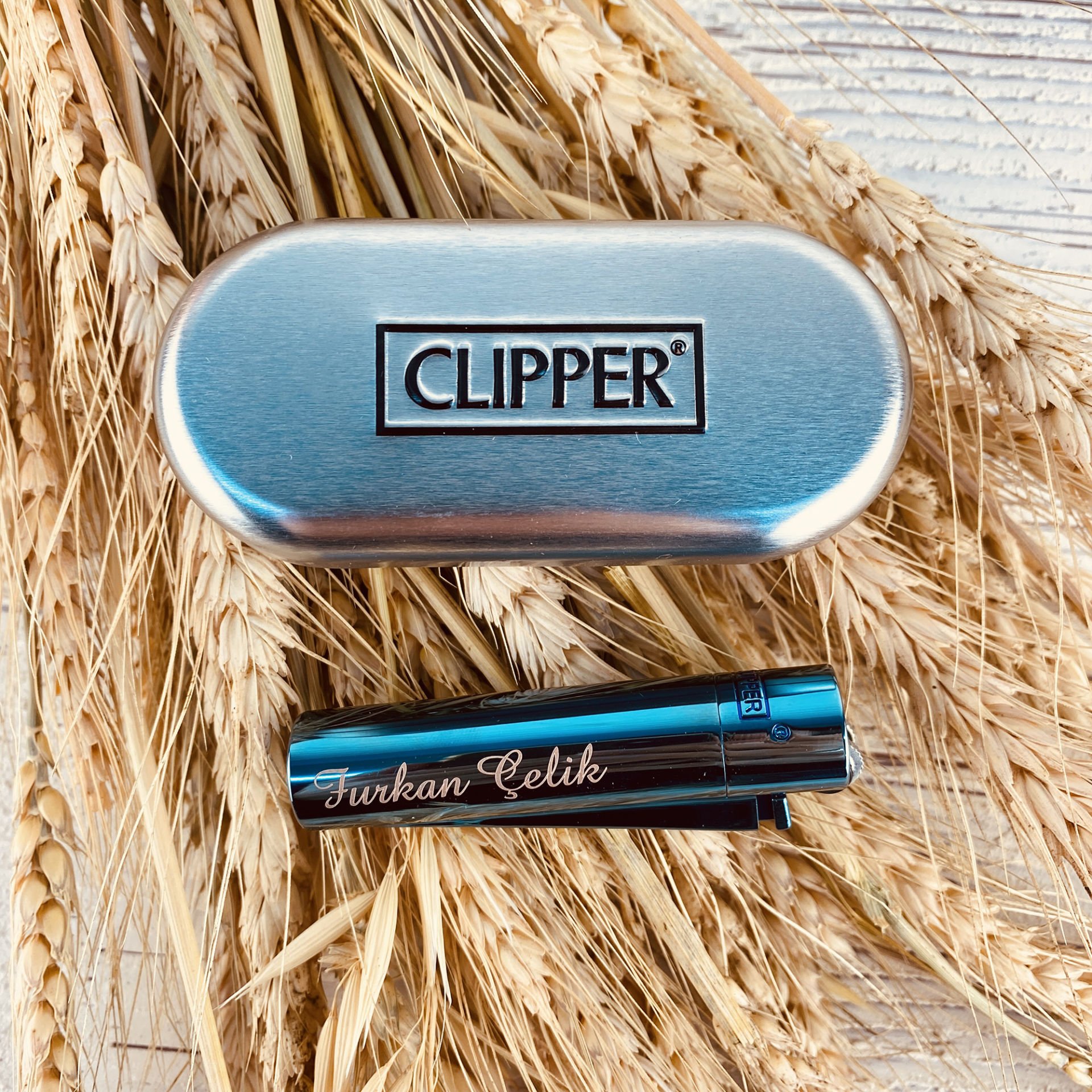 İsme Özel Clipper Metal Çakmak / Deep Blue