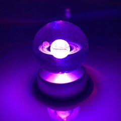 ByGufi Kişiye Özel Hediyelik Cam Küre – Saturn Gezegen Figürlü | Dekoratif ve Gece Lambası