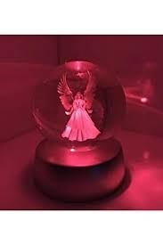 ByGufi Kişiye Özel Hediyelik Cam Küre – Melek Figürlü | Dekoratif Obje ve Renk Değiştiren Gece Lambası